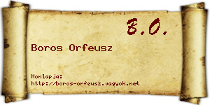 Boros Orfeusz névjegykártya