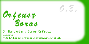 orfeusz boros business card